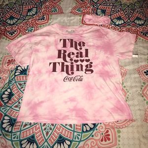 NWT Pink Tie-Dye Coca Cola Tee With Matching Headband